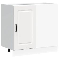 Armoire de cuisine Kalmar grand espace de rangement 86 x 46 x 81,5 cm en bois d'ing&eacute;nierie blanc 02