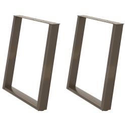 Lot de 2 pieds de table &agrave; manger en U 80 x 72-73 cm avec niveleurs r&eacute;glables design moderne en acie