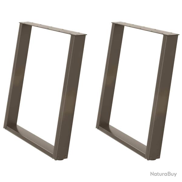 Lot de 2 pieds de table � manger en U 80 x 72-73 cm avec niveleurs r�glables design moderne en acie