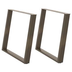 Lot de 2 pieds de table &agrave; manger U design moderne ajustables 90 x 73 cm en acier thermolaqu&eacute; nature