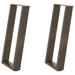 Lot de 2 pieds de table console en U inclin&eacute;s 38 x 72-73 cm robustes design moderne en acier nature