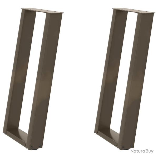 Lot de 2 pieds de table console en U inclin�s 38 x 72-73 cm robustes design moderne en acier nature