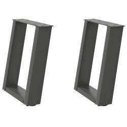 Lot de 2 pieds de table basse en U inclin&eacute;s acier 28 x 42-43 cm pratiques modernes en acier anthrac
