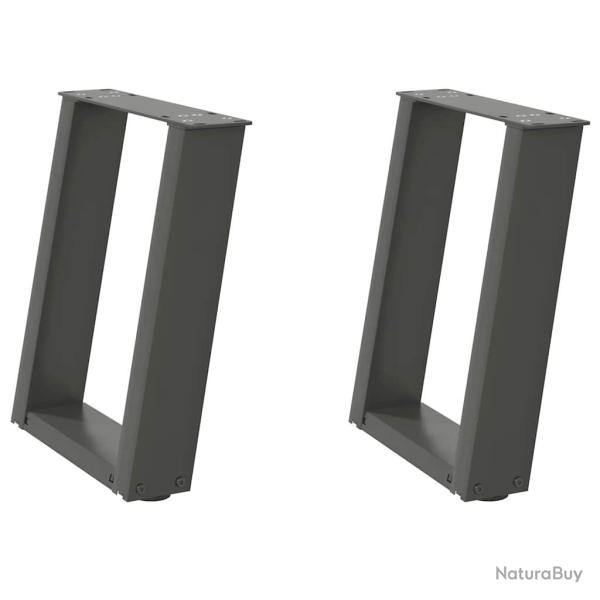 Lot de 2 pieds de table basse en U inclin�s acier 28 x 42-43 cm pratiques modernes en acier anthrac