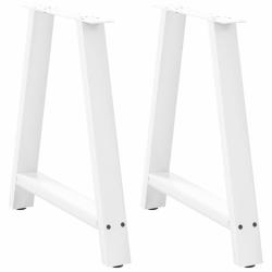 Lot de 2 pieds de table &agrave; manger en forme de A r&eacute;glables 80 x 72-73 cm en acier blanc 02_0057133