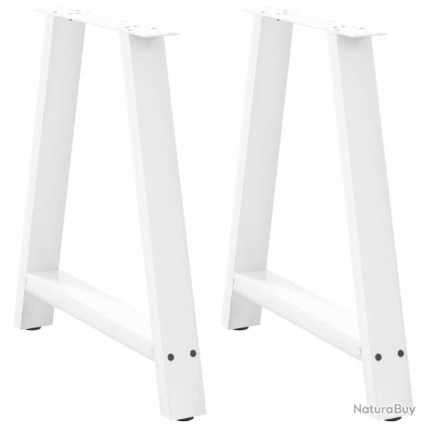 Lot de 2 pieds de table � manger en forme de A r�glables 80 x 72-73 cm en acier blanc 02_0057133