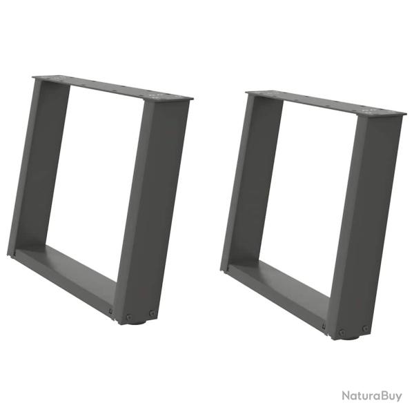 Lot de 2 pieds de table basse en U 60 x 43 cm avec niveleurs r�glables style moderne en acier anthr