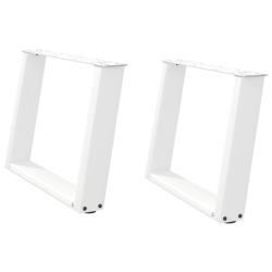 Lot de 2 pieds de table basse en U inclin&eacute;s r&eacute;glables 60 x 43 cm design moderne en acier blanc 02_0