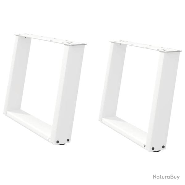 Lot de 2 pieds de table basse en U inclin�s r�glables 60 x 43 cm design moderne en acier blanc 02_0