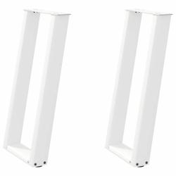 Lot de 2 pieds de table console en U inclin&eacute;s 28 x 72-73 cm avec niveleurs en acier thermolaqu&eacute; bla