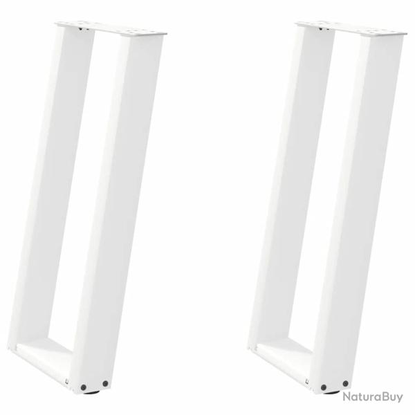 Lot de 2 pieds de table console en U inclin�s 28 x 72-73 cm avec niveleurs en acier thermolaqu� bla