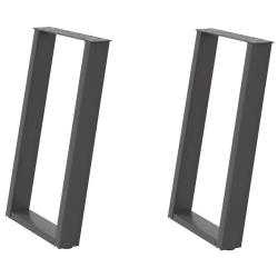Lot de 2 pieds de table &agrave; manger en U inclin&eacute;s 50 x 73 cm avec niveleurs r&eacute;glables style moderne en