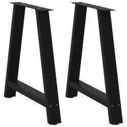 Lot de 2 pieds de table &agrave; manger en A 80 x 73 cm support lourd design moderne en acier noir 02_0057
