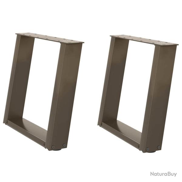 Lot de 2 pieds de table basse en U ajustables 50 x 43 x 42 cm design moderne acier naturel 02_00570