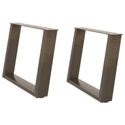 Lot de 2 pieds de table basse en U inclin&eacute;s 60 x 42-43 cm avec niveleurs ajustables design moderne