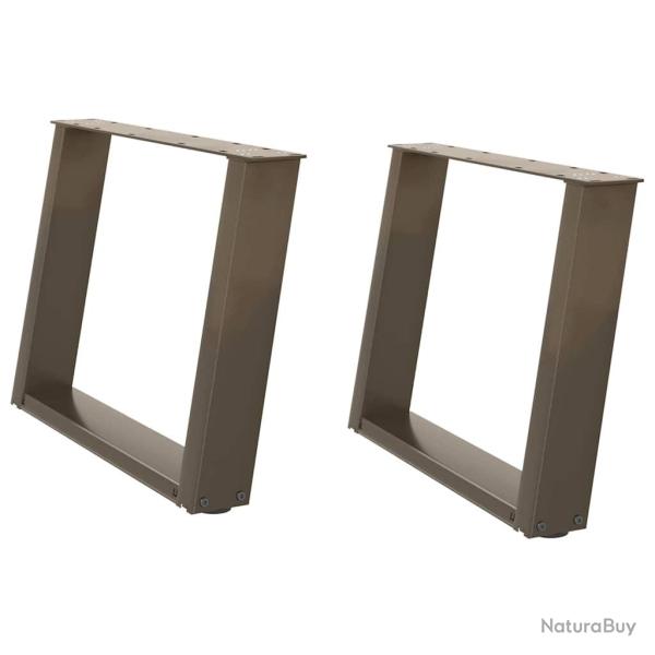 Lot de 2 pieds de table basse en U inclin�s 60 x 42-43 cm avec niveleurs ajustables design moderne