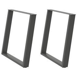 Lot de 2 pieds de table &agrave; manger en U 70 x 72-73 cm avec niveleurs r&eacute;glables design moderne en acie