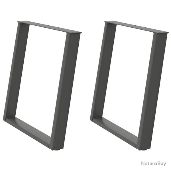 Lot de 2 pieds de table � manger en U 70 x 72-73 cm avec niveleurs r�glables design moderne en acie