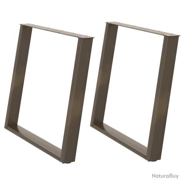 Lot de 2 pieds de table � manger en forme de U r�glables 100 x 73 cm en acier thermolaqu� naturel 0