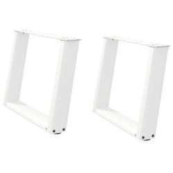 Lot de 2 pieds de table basse en U design moderne 70 x 42-43 cm avec niveleurs en acier blanc 02_00