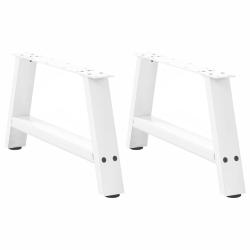 Lot de 2 pieds de table basse en forme de A avec niveleurs r&eacute;glables 70 x 31 cm en acier blanc 02_0