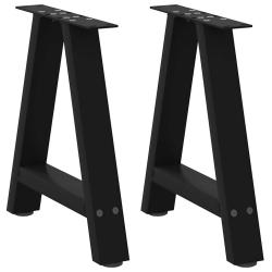 Lot de 2 pieds de table basse en a 50 x 42-43 cm avec niveleurs r&eacute;glables design moderne en acier n