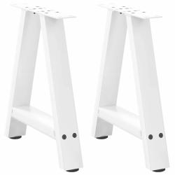 Lot de 2 pieds de table basse en A ajustables 50 x 42-43 cm design moderne en acier blanc 02_0057113