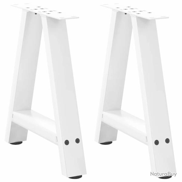 Lot de 2 pieds de table basse en A ajustables 50 x 42-43 cm design moderne en acier blanc 02_0057113