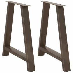 Lot de 2 pieds de table en A r&eacute;glables 80 x 72-73 cm en acier thermolaqu&eacute; noir 02_0057135