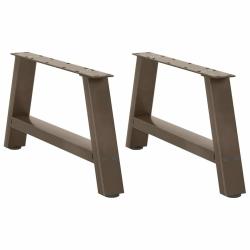 Lot de 2 pieds de table basse en A 60 x 30 cm avec niveleurs r&eacute;glables style moderne en acier noir