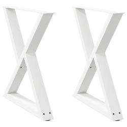 Lot de 2 pieds de table &agrave; manger r&eacute;glables modernes 70 x 72-73 cm en acier blanc 02_0057011