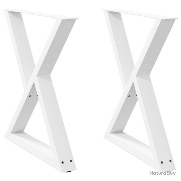 Lot de 2 pieds de table � manger r�glables modernes 70 x 72-73 cm en acier blanc 02_0057011