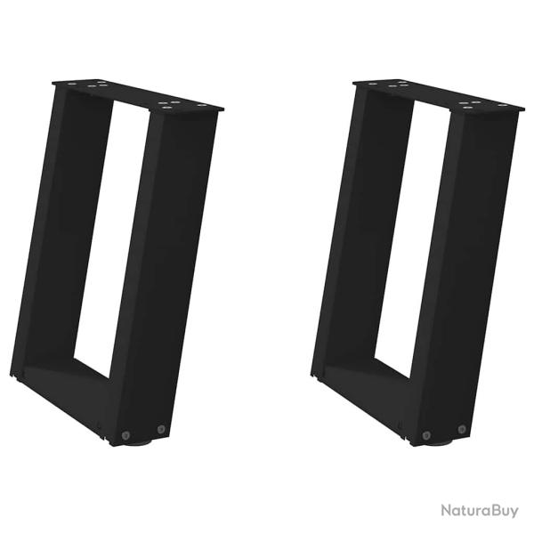 Lot de 2 pieds de table basse en U inclin�s 28 x 42 cm fonctionnels modernes en acier noir 02_00570