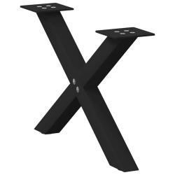 Lot de 2 pieds de table basse en forme de X avec niveleurs r&eacute;glables 50 x 30 cm en acier noir 02_00
