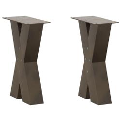 Lot de 2 pieds de table basse en forme de X ajustables 28 x 43 cm en acier thermolaqu&eacute; naturel 02_0