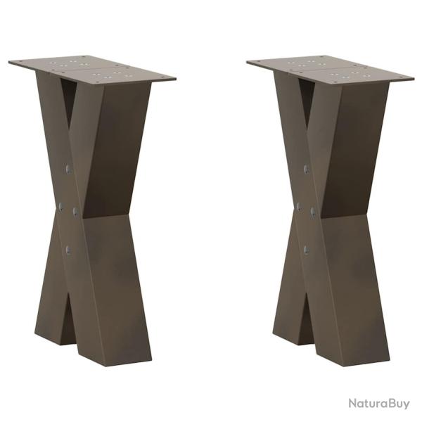 Lot de 2 pieds de table basse en forme de X ajustables 28 x 43 cm en acier thermolaqu� naturel 02_0