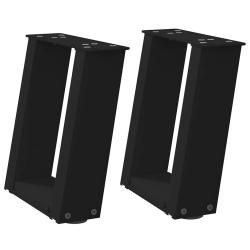 Lot de 2 pieds de table basse en U design moderne 30 x 31 cm avec niveleurs r&eacute;glables en acier noir