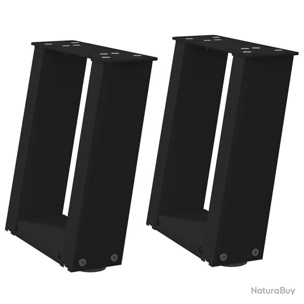 Lot de 2 pieds de table basse en U design moderne 30 x 31 cm avec niveleurs r�glables en acier noir