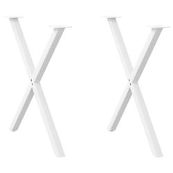 Lot de 2 pieds de table &agrave; manger en X r&eacute;glables 80 x 72-73 cm en acier blanc 02_0057194