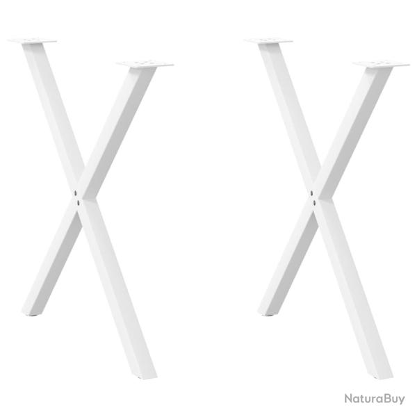 Lot de 2 pieds de table � manger en X r�glables 80 x 72-73 cm en acier blanc 02_0057194