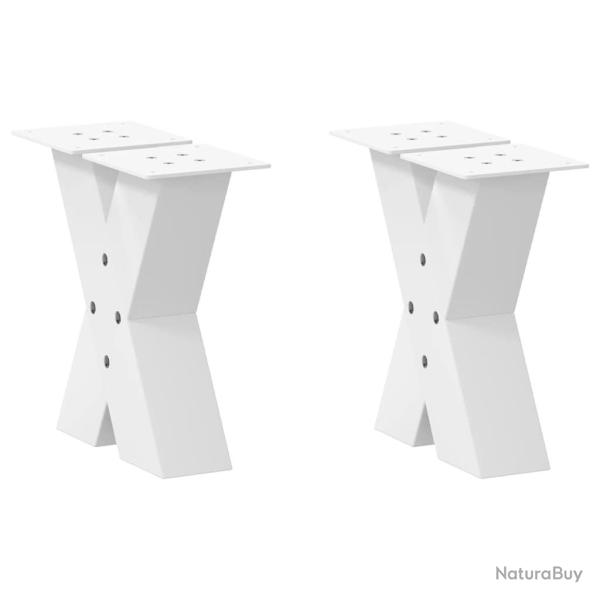 Lot de 2 pieds de table basse en forme de X 30 x 30 cm avec niveleurs stables design moderne en aci