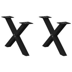 Lot de 2 pieds de table basse en forme de X ajustables 60 x 30 cm style moderne en acier noir 02_00