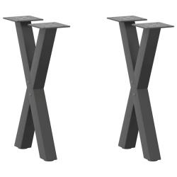 Lot de 2 pieds de table basse en X 28 x 42 cm robuste avec niveleurs design moderne en acier anthra