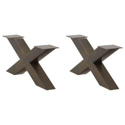 Lot de 2 pieds de table basse en forme de X 70 x 31 cm avec niveleurs r&eacute;glables design moderne en a
