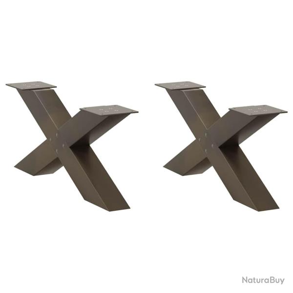 Lot de 2 pieds de table basse en forme de X 70 x 31 cm avec niveleurs r�glables design moderne en a