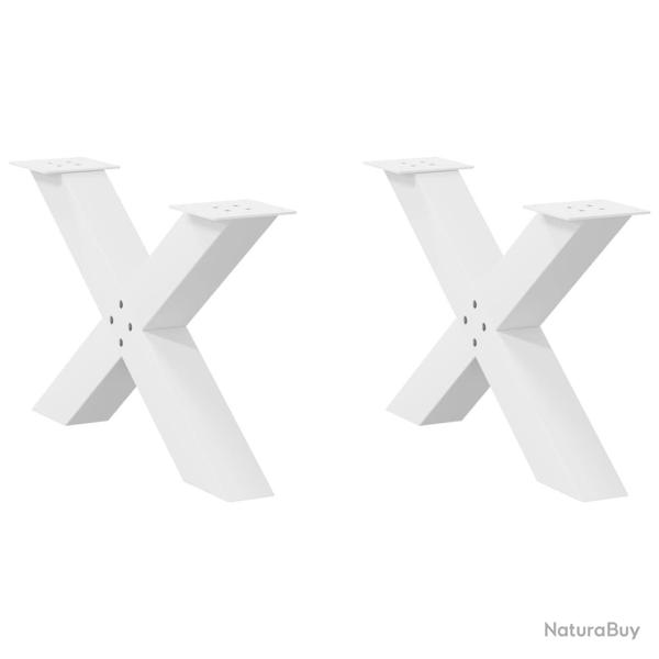 Lot de 2 pieds de table basse en forme de X ajustables 70 x 42 x 43 cm en acier blanc 02_0057237