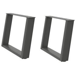 Lot de 2 pieds de table basse en U ajustables 70 x 42 cm design moderne en acier anthracite 02_0057