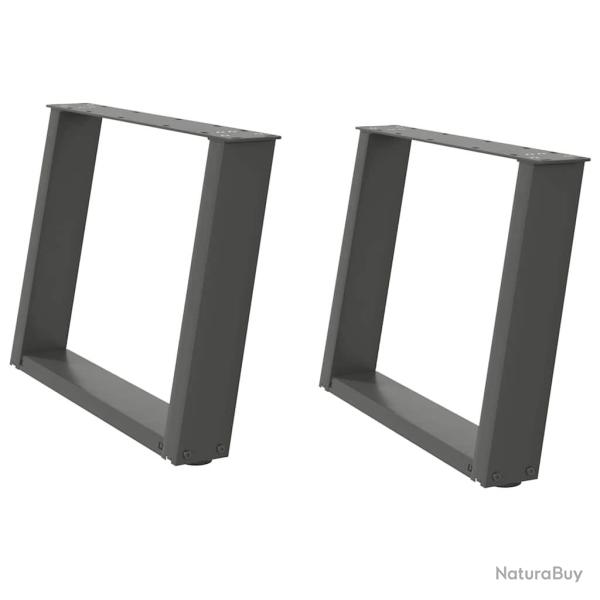 Lot de 2 pieds de table basse en U ajustables 70 x 42 cm design moderne en acier anthracite 02_0057