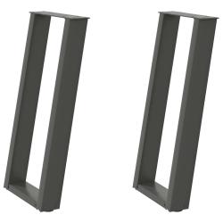 Lot de 2 pieds de table en U inclin&eacute;s pour console 28 x 72-73 cm en acier thermolaqu&eacute; anthracite 02