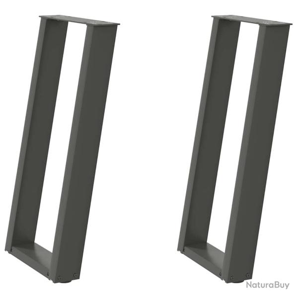 Lot de 2 pieds de table en U inclin�s pour console 28 x 72-73 cm en acier thermolaqu� anthracite 02